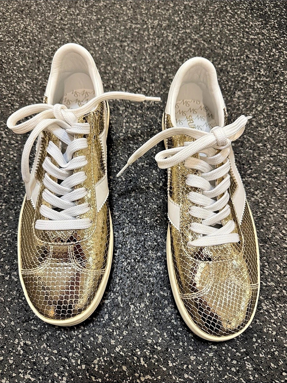 Stuart Weitzman Women's Gold & White Sneakers US 10 NWT